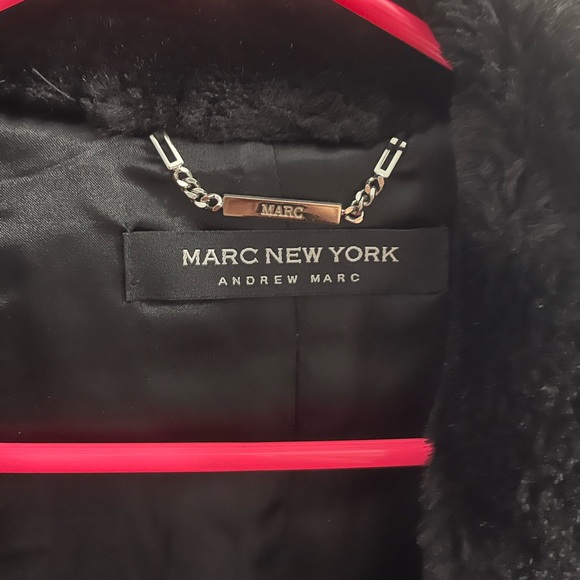 EUC Black Fur Collar Marc New York Coat - Picture 6 of 6